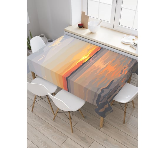 Прямоугольная скатерть JoyArty Минималистичный закат из сатена tc_30527_120x145 1