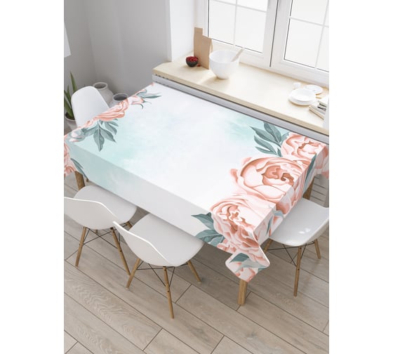 Прямоугольная скатерть JoyArty Обрамление розами из сатена tc_33024_120x145 1