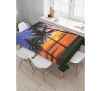 Прямоугольная скатерть JoyArty Отдых возле пальм из сатена tc_2388_120x145