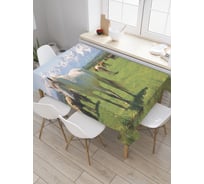 Прямоугольная скатерть JoyArty Лошади на горном пастбище из сатена tc_20751_120x145