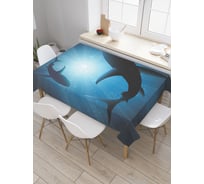 Прямоугольная скатерть JoyArty Кружение акул из сатена tc_38026_120x145