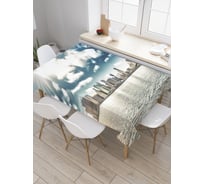 Прямоугольная скатерть JoyArty Небоскребы на острове из сатена tc_3482_120x145