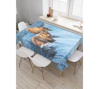 Прямоугольная скатерть JoyArty Медведи на реке из сатена tc_21740_120x145
