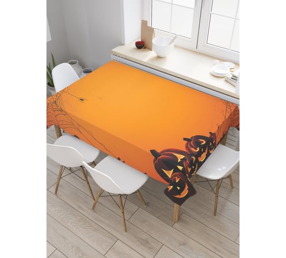 Прямоугольная скатерть JoyArty Паутина и тыквы из сатена tc_18815_120x145 1