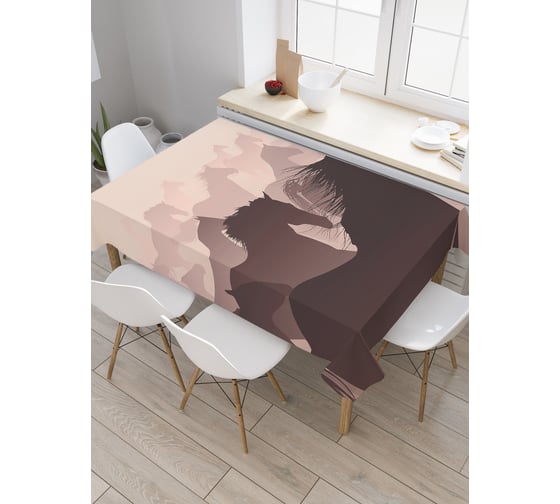 Прямоугольная скатерть JoyArty Лошадиный бег из сатена tc_21743_120x145 1
