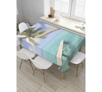 Прямоугольная скатерть JoyArty Пальма над мостиком из сатена tc_9168_120x145