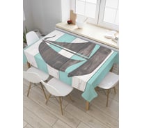 Прямоугольная скатерть JoyArty Корабль на фоне досок из сатена tc_5242_120x145