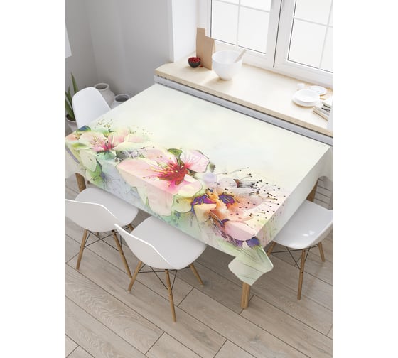 Прямоугольная скатерть JoyArty Нежная цветочная композиция из сатена tc_30753_120x145 1