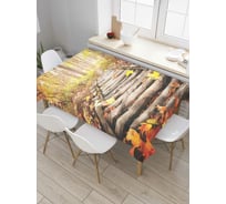 Прямоугольная скатерть JoyArty Лесные ступеньки из сатена tc_6514_120x145