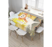 Прямоугольная скатерть JoyArty Кот на самокате из сатена tc_79809_120x145