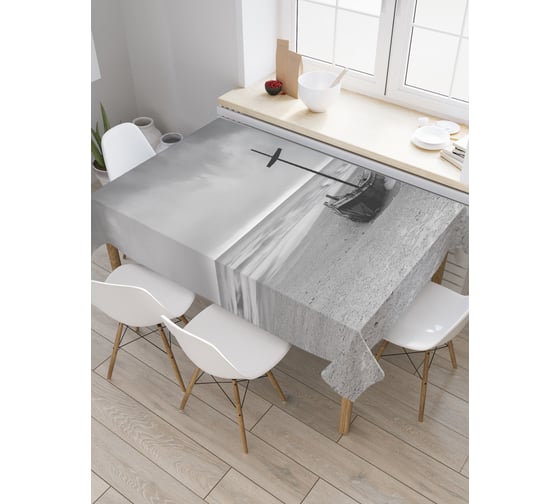 Прямоугольная скатерть JoyArty Лодка на песке из сатена tc_20532_120x145 1