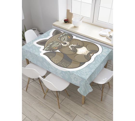 Прямоугольная скатерть JoyArty Милый енот из сатена tc_28561_120x145 1