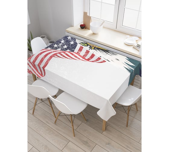 Прямоугольная скатерть JoyArty Орел с американским флагом из сатена tc_20684_120x145 1