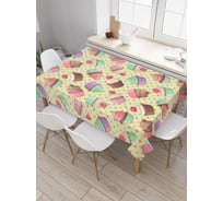 Прямоугольная скатерть JoyArty Мир сладостей из сатена tc_29988_120x145