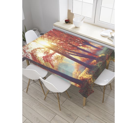 Прямоугольная скатерть JoyArty Осенний рассвет из сатена tc_32741_120x145