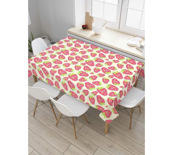 Прямоугольная скатерть JoyArty Клубничный дождь из сатена tc_56852_120x145 1