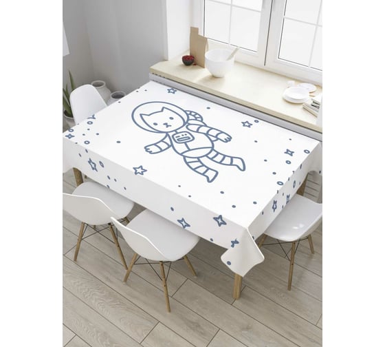 Прямоугольная скатерть JoyArty Кот в скафандре из сатена tc_32869_120x145