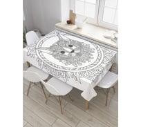 Прямоугольная скатерть JoyArty Кошачья мандала из сатена tc_32405_120x145