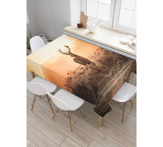 Прямоугольная скатерть JoyArty Олень в поле из сатена tc_35766_120x145 1