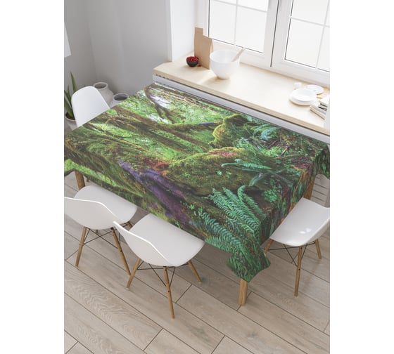 Прямоугольная скатерть JoyArty Лес во мху из сатена tc_19694_120x145