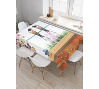 Прямоугольная скатерть JoyArty Пара ласточек из сатена tc_32306_120x145