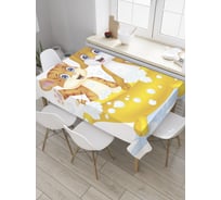 Прямоугольная скатерть JoyArty Котенок и щенок в ванной из сатена tc_32167_120x145