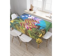 Прямоугольная скатерть JoyArty Пальма у бунгало из сатена tc_5024_120x145