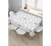 Прямоугольная скатерть JoyArty Новогодние снеговики из сатена tc_37108_120x145