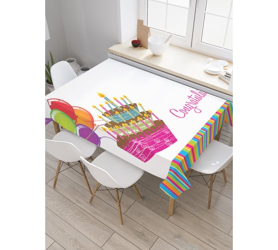 Прямоугольная скатерть JoyArty Летящий торт из сатена tc_34384_120x145 1