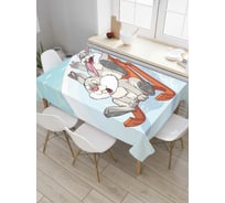 Прямоугольная скатерть JoyArty Кролики на санках из сатена tc_4609_120x145