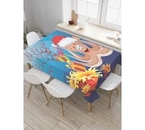 Прямоугольная скатерть JoyArty Осьминог с подарками из сатена tc_5691_120x145