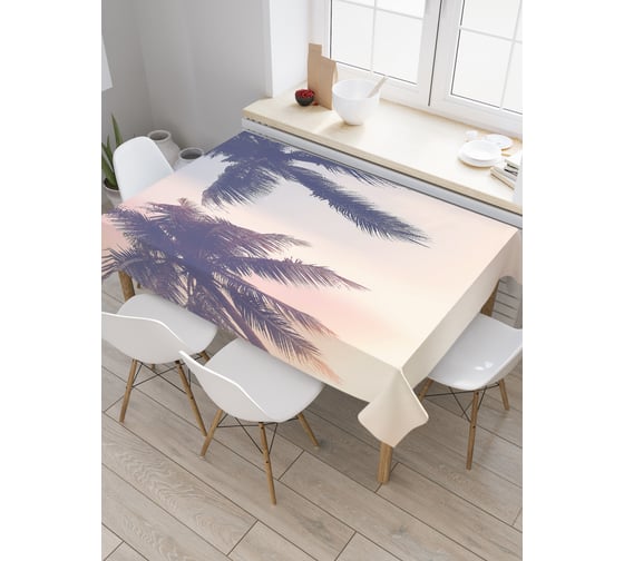 Прямоугольная скатерть JoyArty Пальмовый пляж из сатена tc_21018_120x145 1
