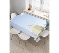 Прямоугольная скатерть JoyArty Медведь рыболов из сатена tc_26903_120x145