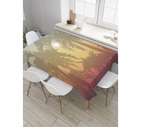 Прямоугольная скатерть JoyArty Пальмы в тумане из сатена tc_33080_120x145 1