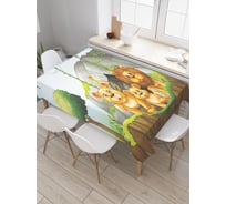 Прямоугольная скатерть JoyArty Львиная приветливость из сатена tc_29544_120x145