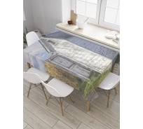 Прямоугольная скатерть JoyArty Общественный туалет в поле из сатена tc_35218_120x145