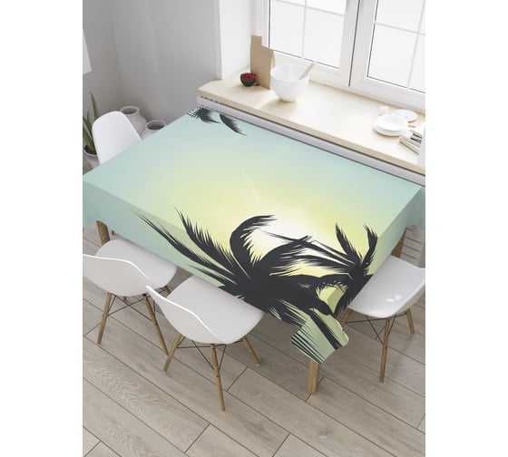 Прямоугольная скатерть JoyArty Пальмы на восходе из сатена tc_28089_120x145 1