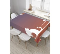 Прямоугольная скатерть JoyArty Кошка с котятами из сатена tc_28187_120x145