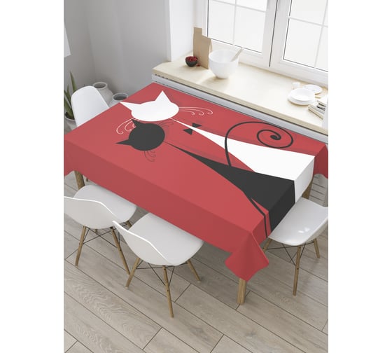 Прямоугольная скатерть JoyArty Кошачье свидание из сатена tc_33480_120x145 1