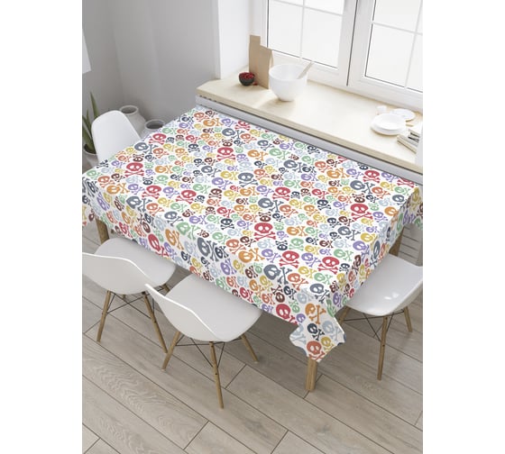 Прямоугольная скатерть JoyArty Опасные черепа из сатена tc_10075_120x145 1