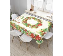Прямоугольная скатерть JoyArty Новогодние венки из сатена tc_37073_120x145