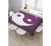 Прямоугольная скатерть JoyArty Лепестковый Инь и ян из сатена tc_18581_120x145
