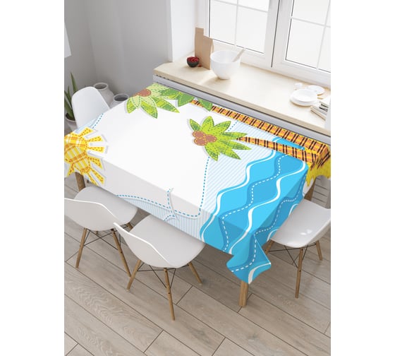 Прямоугольная скатерть JoyArty Лоскутный островок из сатена tc_18855_120x145 1