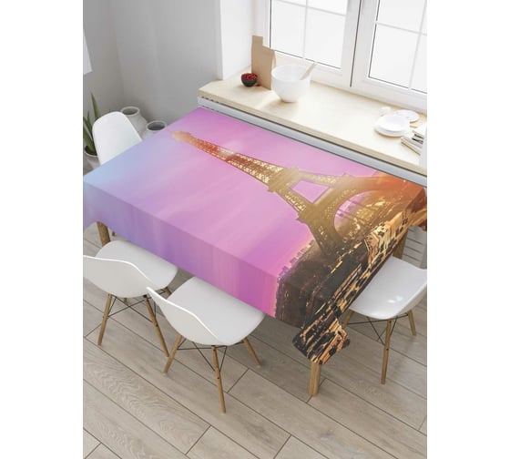 Прямоугольная скатерть JoyArty Париж готовится ко сну из сатена tc_8424_120x145 1
