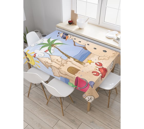 Прямоугольная скатерть JoyArty Песочный снеговик из сатена tc_26938_120x145 1