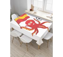 Прямоугольная скатерть JoyArty Осьминог футболист из сатена tc_7254_120x145