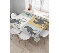 Прямоугольная скатерть JoyArty Медведи-велосипедисты из сатена tc_22031_120x145