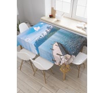 Прямоугольная скатерть JoyArty Пирс у заснеженных гор из сатена tc_30166_120x145