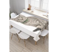 Прямоугольная скатерть JoyArty Котик с ошейником из сатена tc_2719_120x145