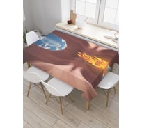 Прямоугольная скатерть JoyArty Костер в пещере из сатена tc_19677_120x145